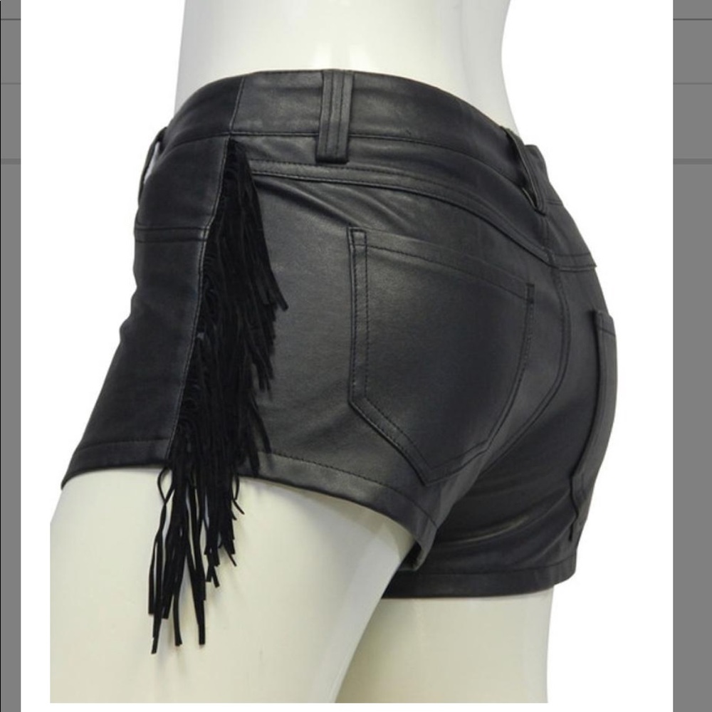 Cello jeans fringed vegan leather shorts